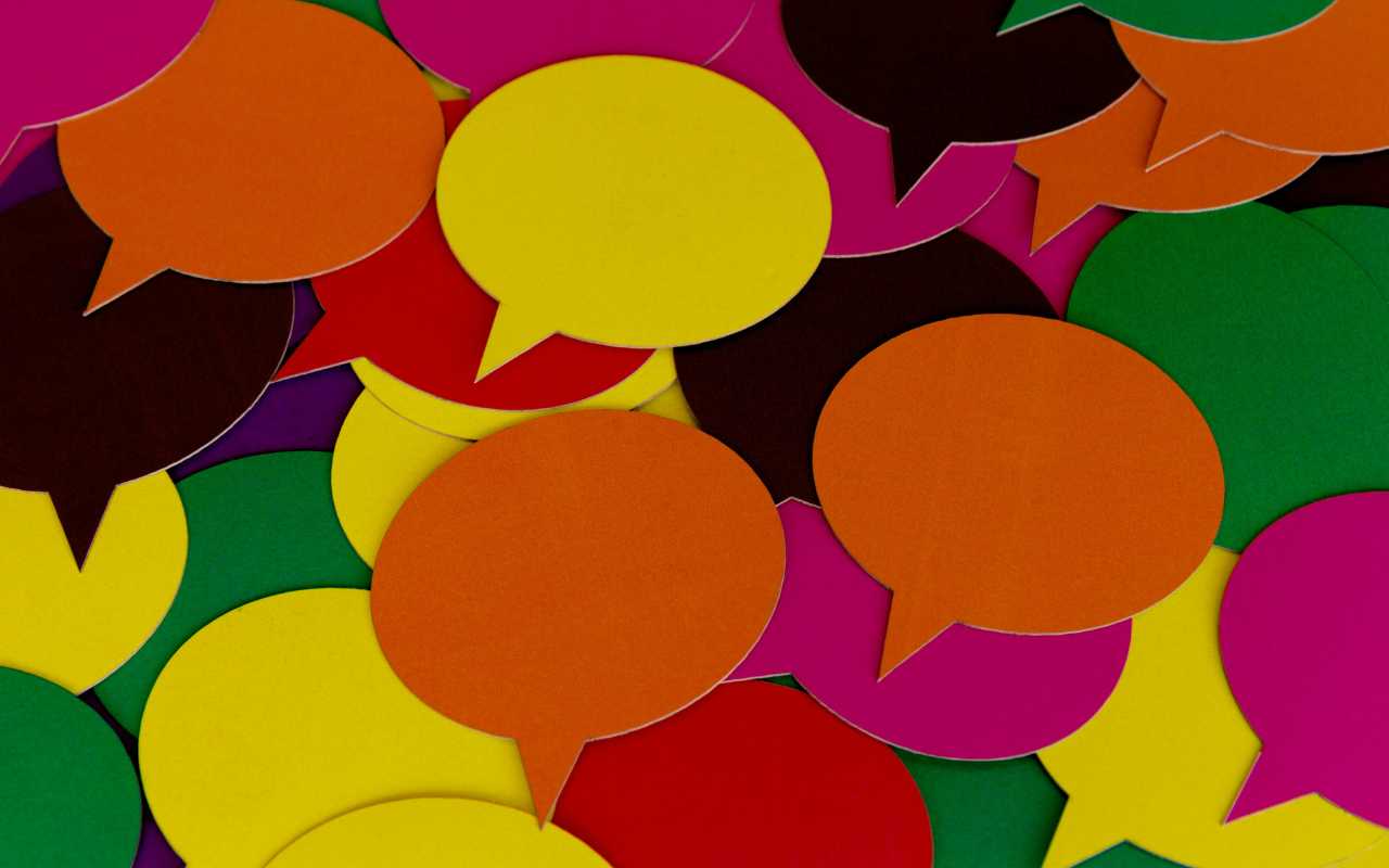 Multi colour speech bubbles overlapping