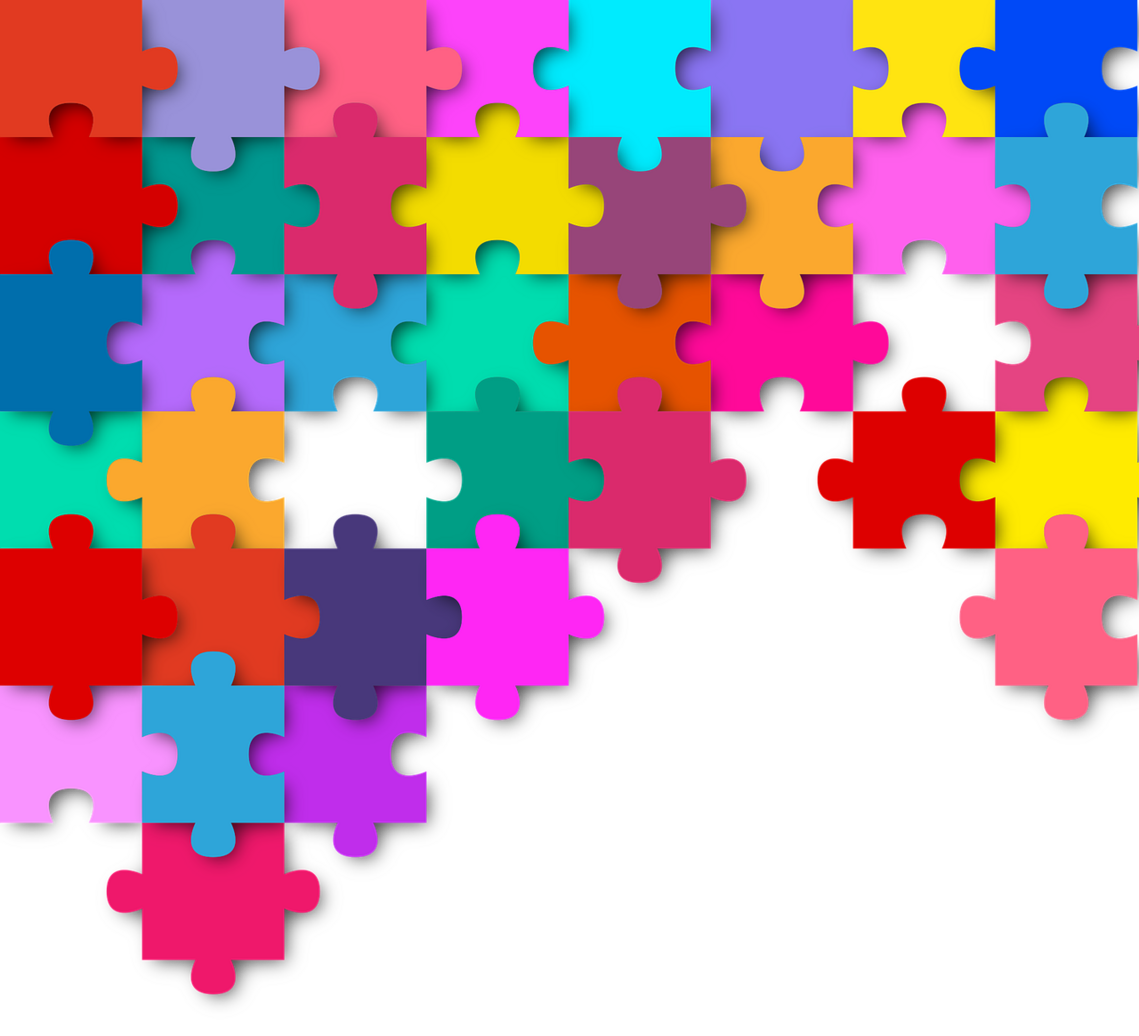 Multi colour puzzle pieces 